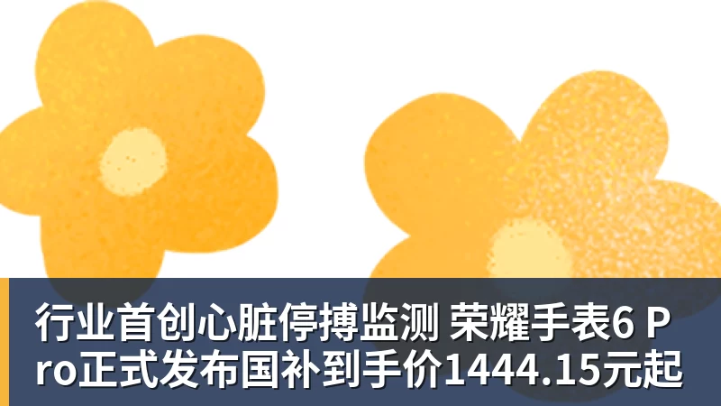 行业首创心脏停搏监测 荣耀手表6 Pro正式发布国补到手价1444.15元起 行业首创心脏停搏监测 荣耀手表6 Pro正式发布国补到手价1444.15元起